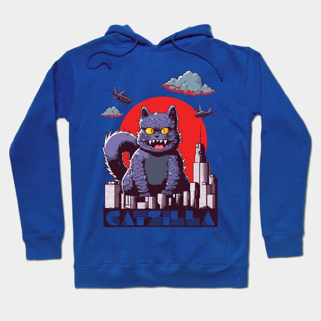 Catzilla Funny Cat Hoodie by vectrus